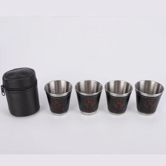 Travel Cups with Leather Case