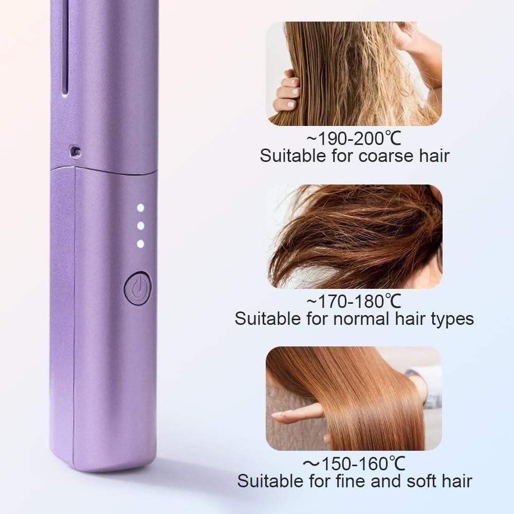 Meneflix Portable Mini Hair Straightener Cordless Rechargeable Mini Adjustable