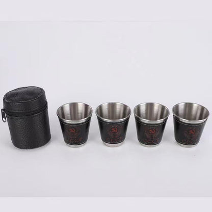 Travel Cups with Leather Case