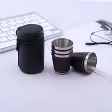 Travel Cups with Leather Case