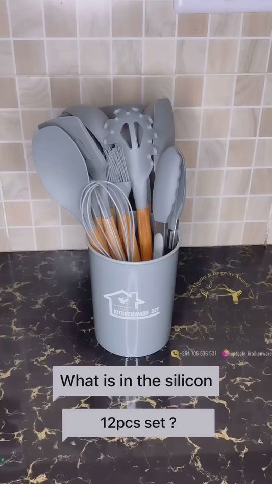 Silicone Cooking Utensils Set of 11pcs with Holder